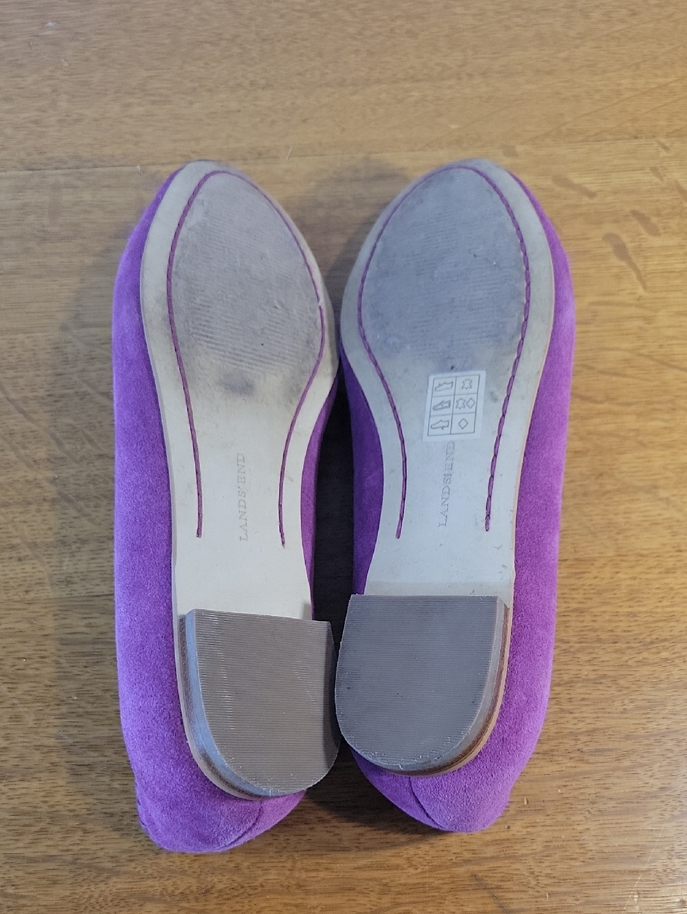 Lands' End Purple Suede Whipstitch Flats Womens Size 6½B - Picture 11 of 16